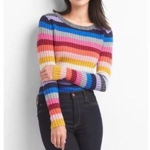 GAP Crazy Stripe Glitter crew neck sweater M NEW!